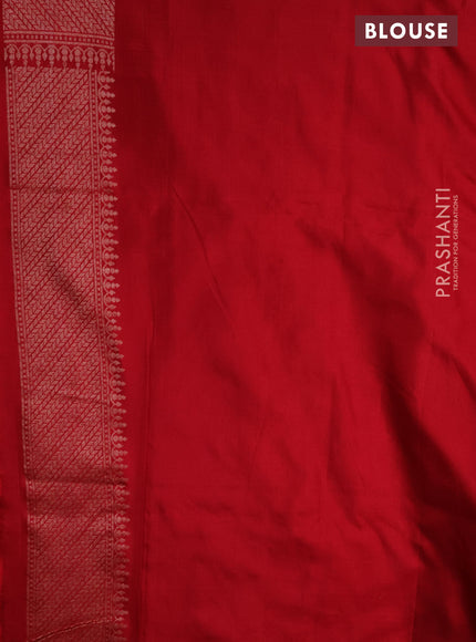 Pure banarasi uppada silk saree red with allover silver & gold zari weaves and zari woven border