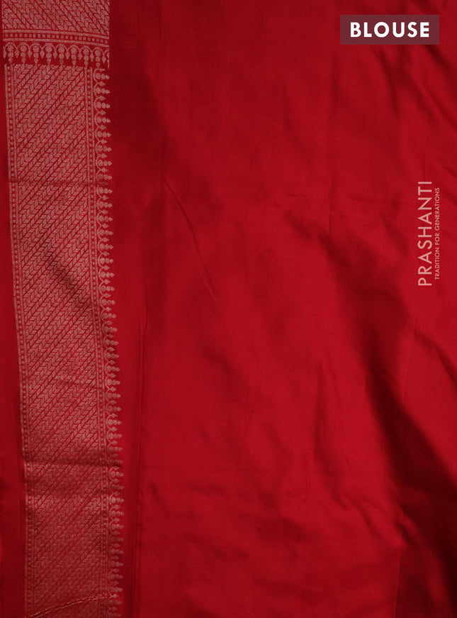 Pure banarasi uppada silk saree red with allover silver & gold zari weaves and zari woven border