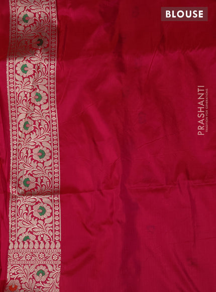 Pure banarasi uppada silk saree dual shade of pink with allover zari woven brocade weaves and zari woven border