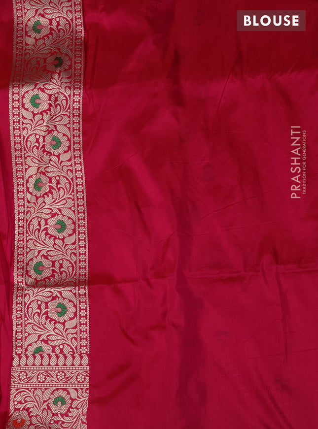Pure banarasi uppada silk saree dual shade of pink with allover zari woven brocade weaves and zari woven border