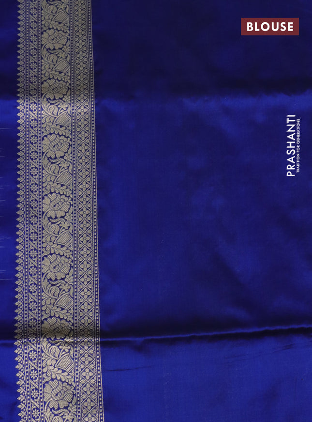 Pure banarasi uppada silk saree royal blue with allover zari woven butta weaves and zari woven border