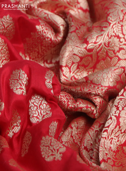 Pure banarasi uppada silk saree red with allover zari woven butta weaves and zari woven border