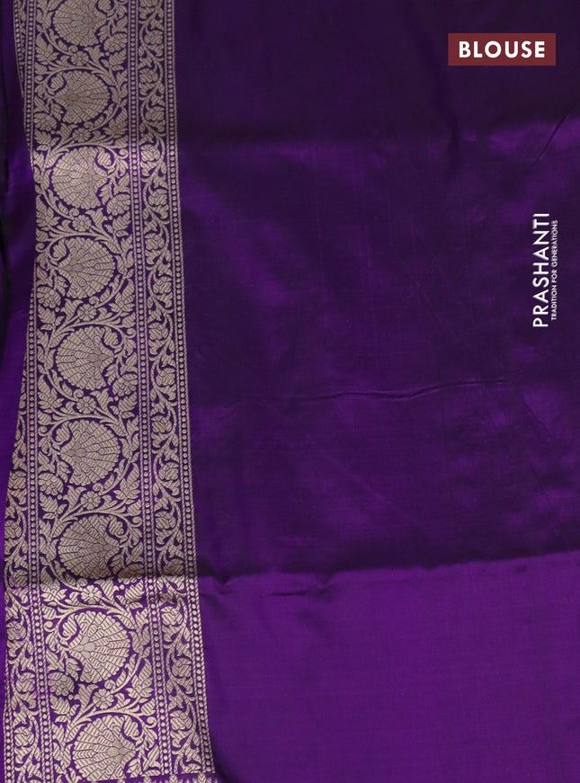 Pure banarasi uppada silk saree violet with allover zari woven butta weaves and zari woven border