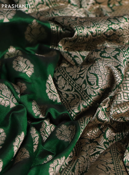 Pure banarasi uppada silk saree green with allover zari woven butta weaves and zari woven border