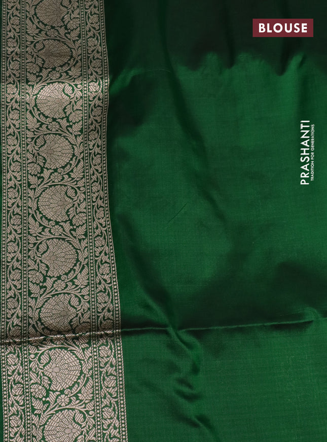 Pure banarasi uppada silk saree green with allover zari woven butta weaves and zari woven border