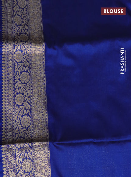 Pure banarasi uppada silk saree blue with allover zari woven butta weaves and zari woven border