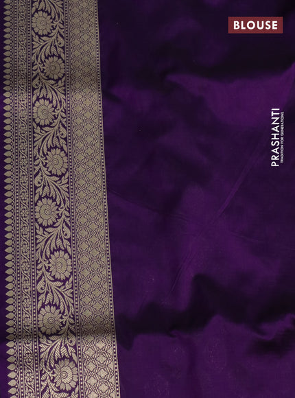 Pure banarasi uppada silk saree violet with allover zari woven butta weaves and zari woven border
