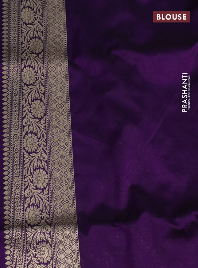 Pure banarasi uppada silk saree violet with allover zari woven butta weaves and zari woven border