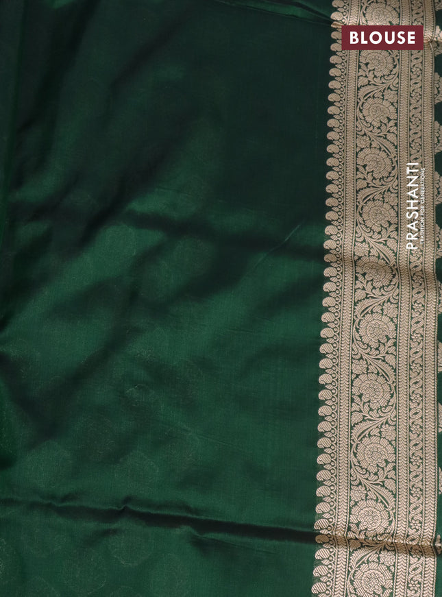 Pure banarasi uppada silk saree green with allover zari woven butta weaves and zari woven border