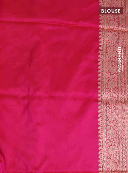 Pure banarasi uppada silk saree candy pink with allover zari woven butta weaves and zari woven border