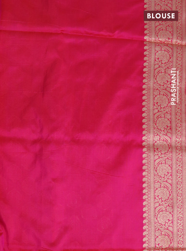 Pure banarasi uppada silk saree candy pink with allover zari woven butta weaves and zari woven border