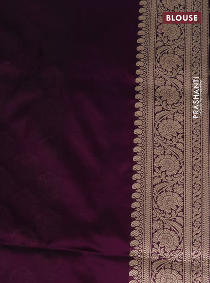 Pure banarasi uppada silk saree wine shade with allover zari woven butta weaves and zari woven border
