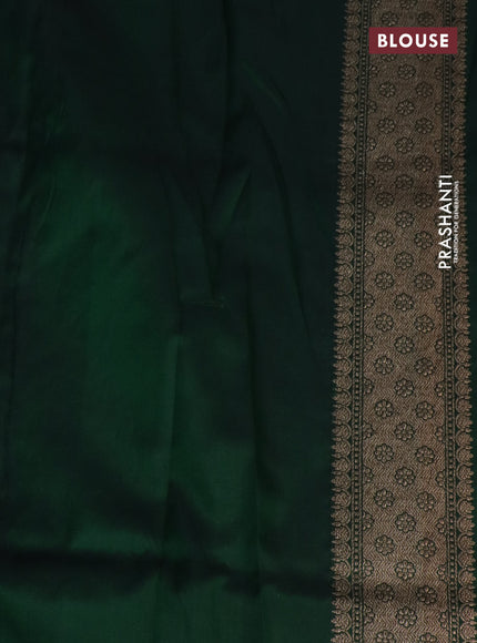 Pure banarasi uppada silk saree bottle green with allover brocade weaves and woven border