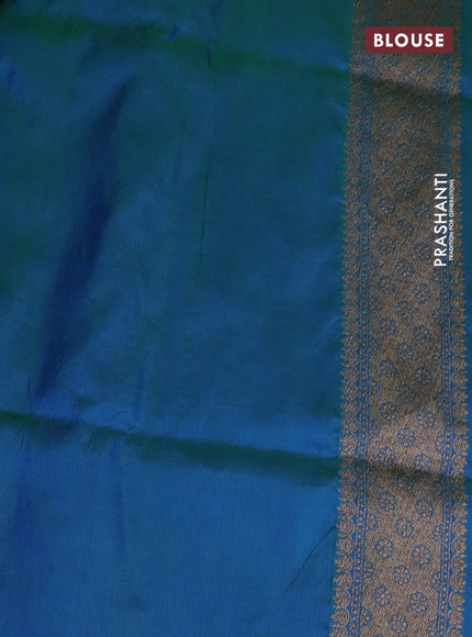 Pure banarasi uppada silk saree dual shade of bluish green with allover brocade weaves and woven border
