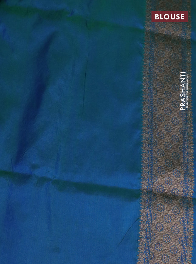 Pure banarasi uppada silk saree dual shade of bluish green with allover brocade weaves and woven border