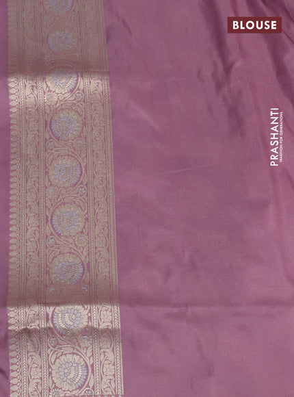 Pure banarasi uppada silk saree mauve pink with allover floral zari weaves and zari woven border
