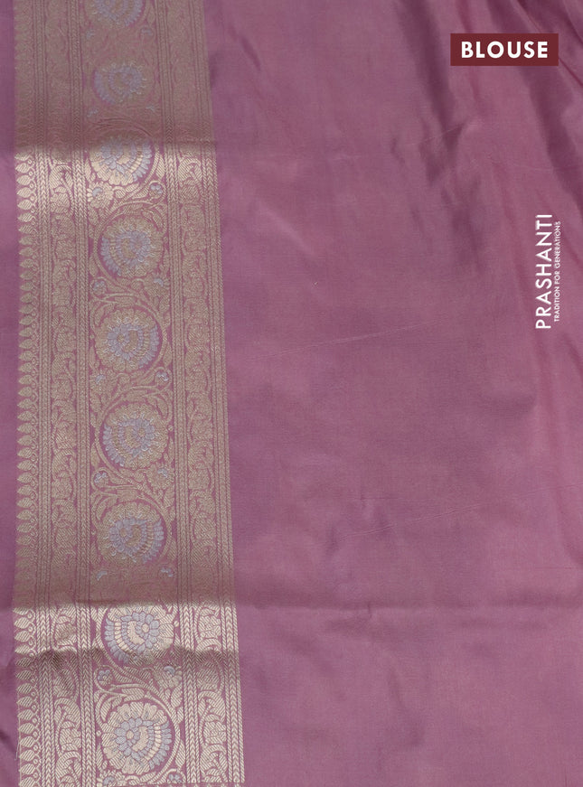 Pure banarasi uppada silk saree mauve pink with allover floral zari weaves and zari woven border