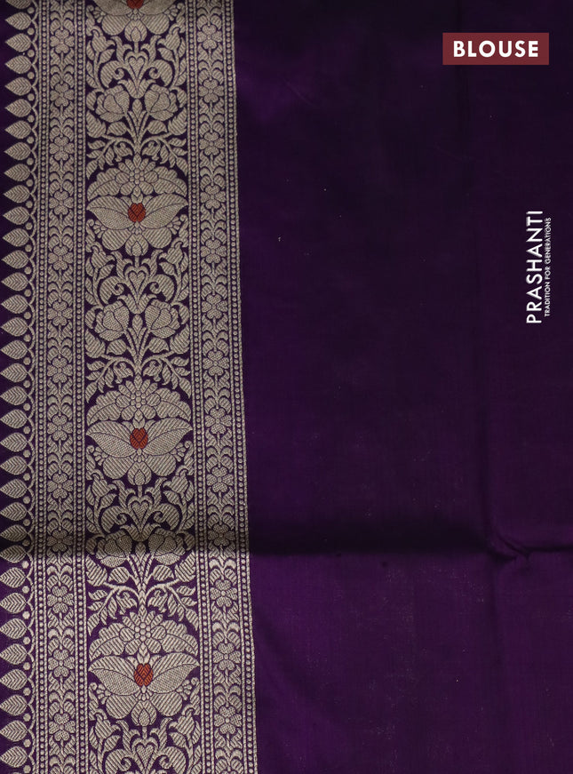 Pure banarasi uppada silk saree deep violet with allover floral zari weaves and zari woven border