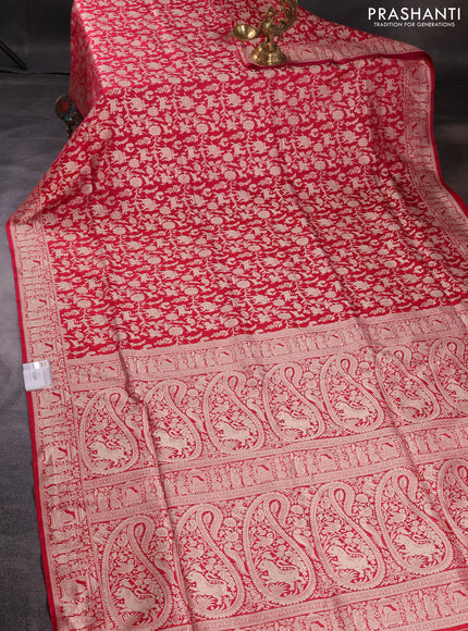 Pure banarasi uppada silk saree pink with allover vanasingaram weaves and woven border