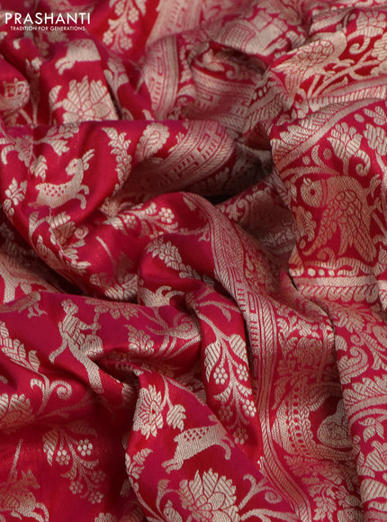Pure banarasi uppada silk saree pink with allover vanasingaram weaves and woven border