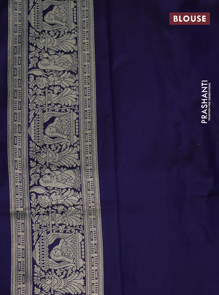 Pure banarasi uppada silk saree navy blue with allover vanasingaram weaves and woven border