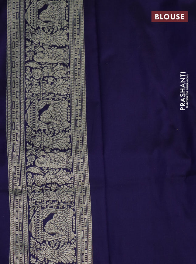 Pure banarasi uppada silk saree navy blue with allover vanasingaram weaves and woven border