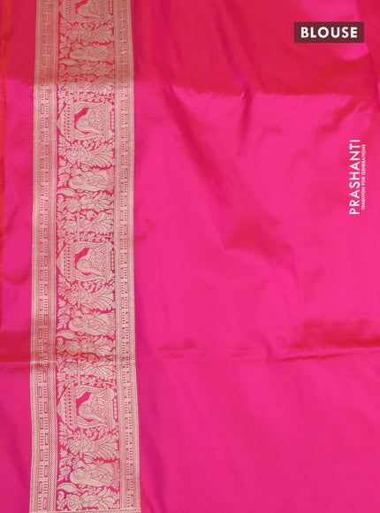 Pure banarasi uppada silk saree dual shade of candy pink with allover vanasingaram weaves and woven border