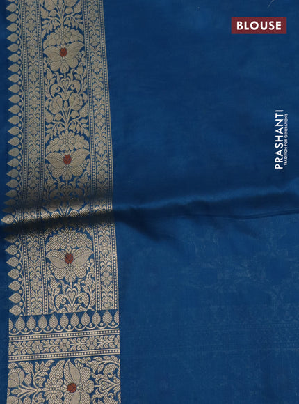 Pure banarasi uppada silk saree cs blue with allover zari woven brocade weaves and zari woven border