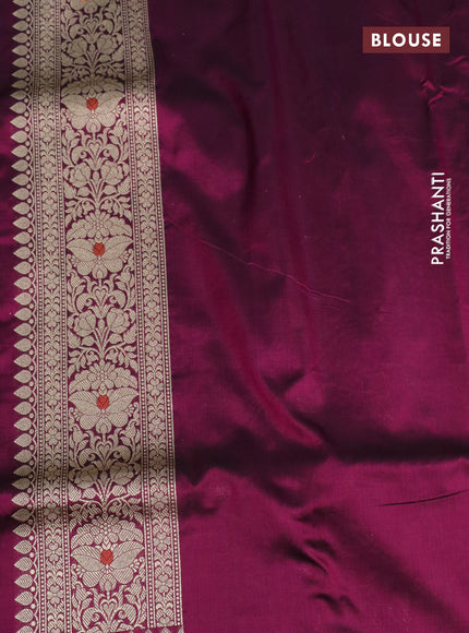 Pure banarasi uppada silk saree wine shade with allover zari woven brocade weaves and zari woven border