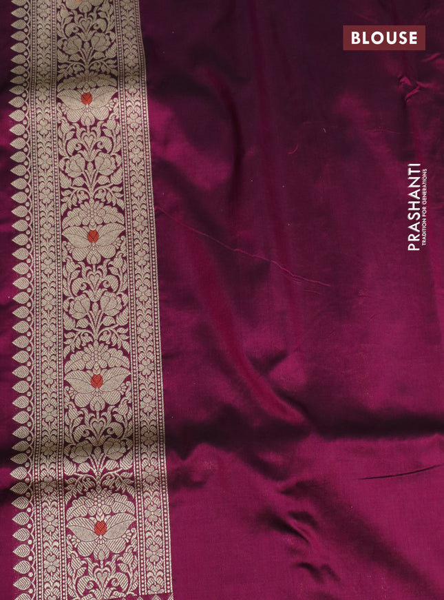 Pure banarasi uppada silk saree wine shade with allover zari woven brocade weaves and zari woven border