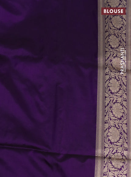 Pure banarasi uppada silk saree violet with allover zari woven butta weaves and zari woven border