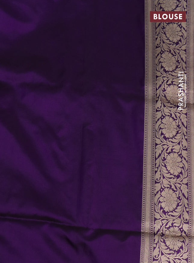 Pure banarasi uppada silk saree violet with allover zari woven butta weaves and zari woven border