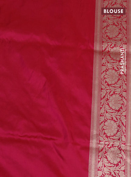 Pure banarasi uppada silk saree rani pink with allover zari woven butta weaves and zari woven border