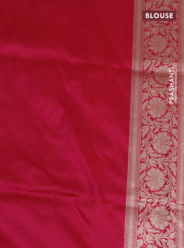 Pure banarasi uppada silk saree rani pink with allover zari woven butta weaves and zari woven border