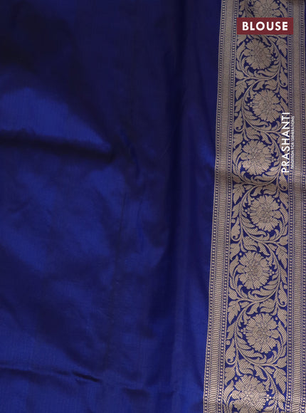 Pure banarasi uppada silk saree blue with allover zari woven butta weaves and zari woven border