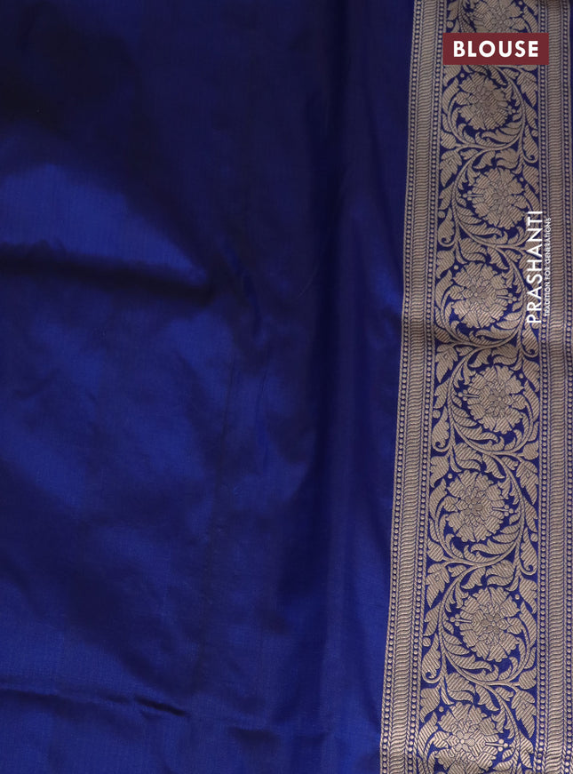Pure banarasi uppada silk saree blue with allover zari woven butta weaves and zari woven border