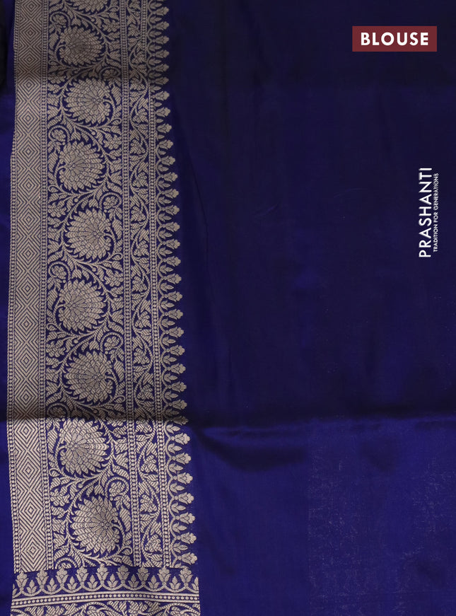 Pure banarasi uppada silk saree blue with allover zari woven brocade weaves and zari woven border