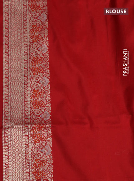 Pure banarasi uppada silk saree red with allover zari woven brocade weaves and zari woven border