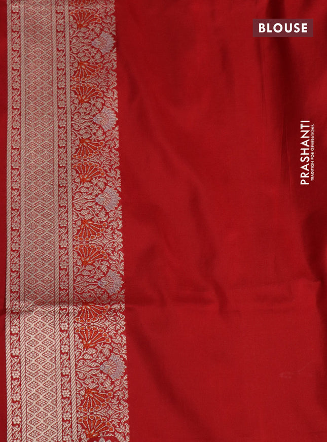 Pure banarasi uppada silk saree red with allover zari woven brocade weaves and zari woven border