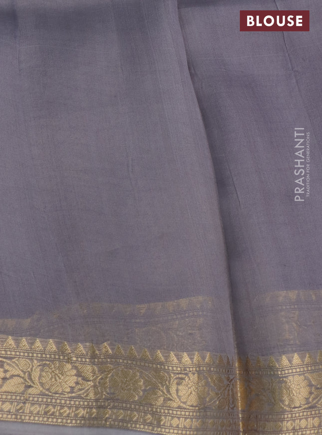 Banarasi organza silk saree dark pink and pastel grey with floral zari buttas and zari woven border
