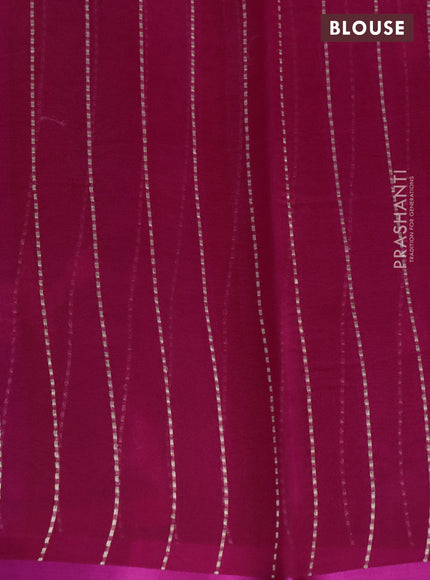 Banarasi organza silk saree magenta pink with thread & gold zari woven buttas and piping border