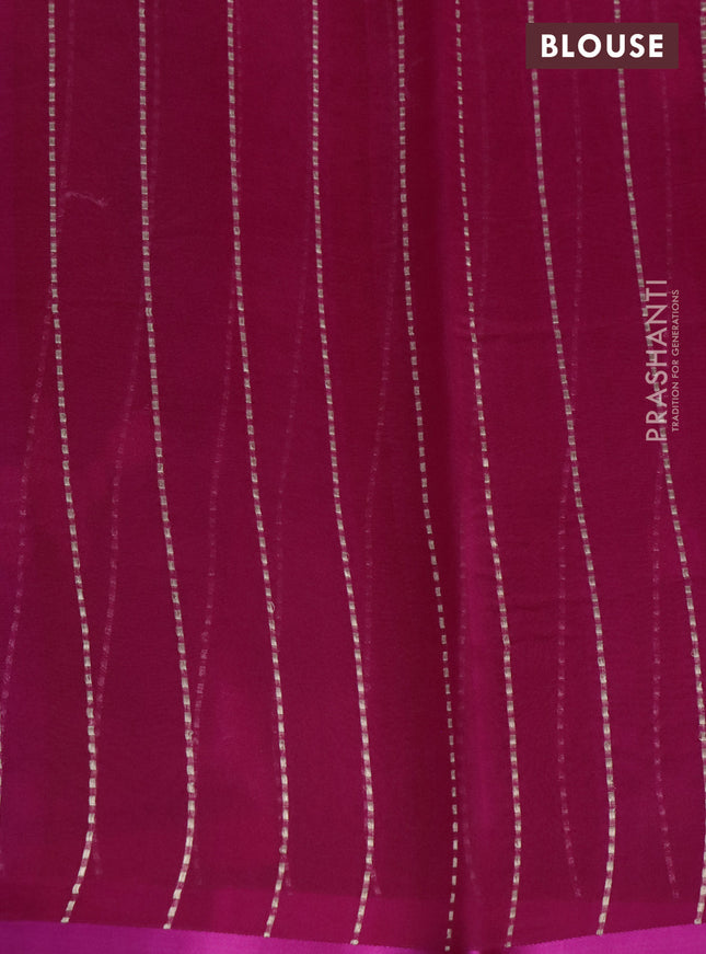 Banarasi organza silk saree magenta pink with thread & gold zari woven buttas and piping border