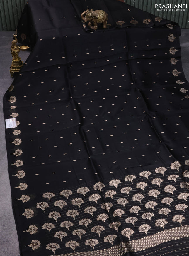 Banarasi organza silk saree black with zari woven buttas and zari woven border