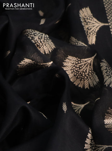 Banarasi organza silk saree black with zari woven buttas and zari woven border