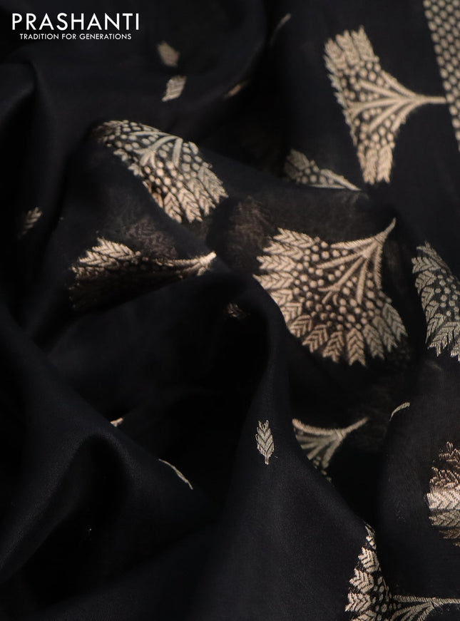 Banarasi organza silk saree black with zari woven buttas and zari woven border