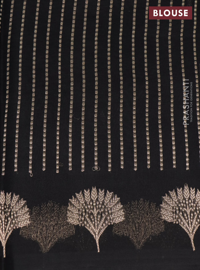 Banarasi organza silk saree black with zari woven buttas and zari woven border