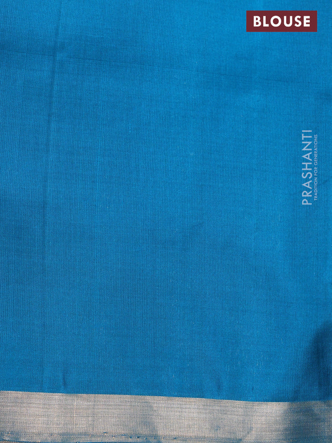 Pure soft silk saree teal blue with zari woven buttas and thread woven border