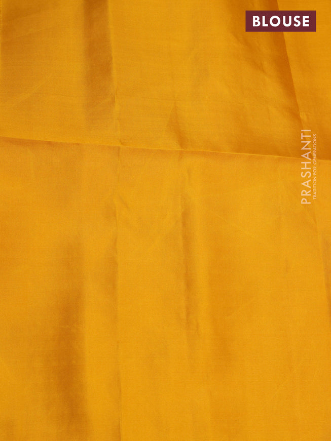 Pure soft silk saree cs blue and mustard yellow with allover silver zari woven brocade weaves in borderless style