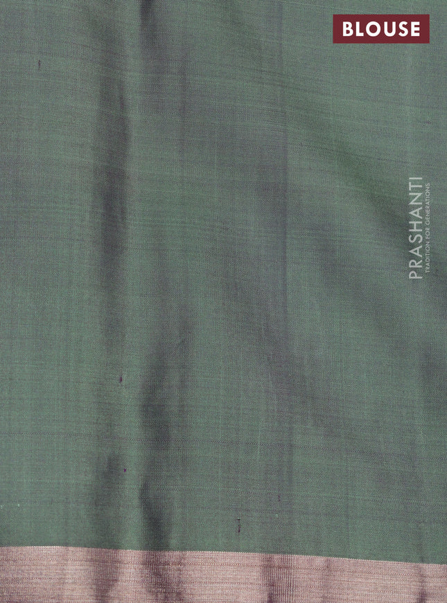 Pure soft silk saree wine shade and pastel green with zari woven buttas and zari woven border