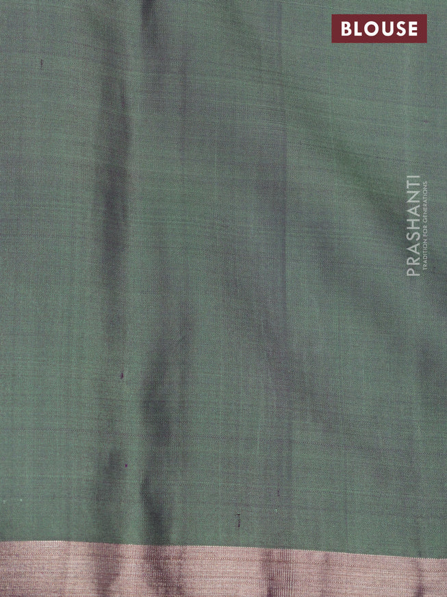 Pure soft silk saree wine shade and pastel green with zari woven buttas and zari woven border